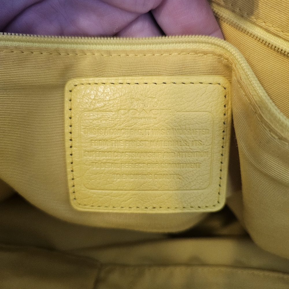Coach Mickie Large Leather Grain Tote Bag, Yellow, F34039 - Picture 10 of 14